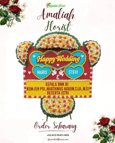 Karangan Papan Bunga Pernikahan di 5 Ilir
